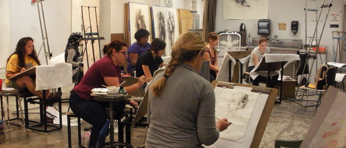 Chinese Brush Techniques class at Fontbonne University