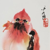 Artist Grace Lin_Chinese-Painting_bird_cardinal_s
