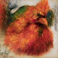 bird_cardinal_oil painting_Grace Lin